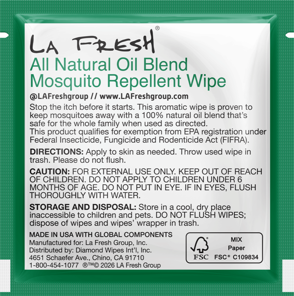 LA Fresh® Natural Mosquito Repellent Wipes