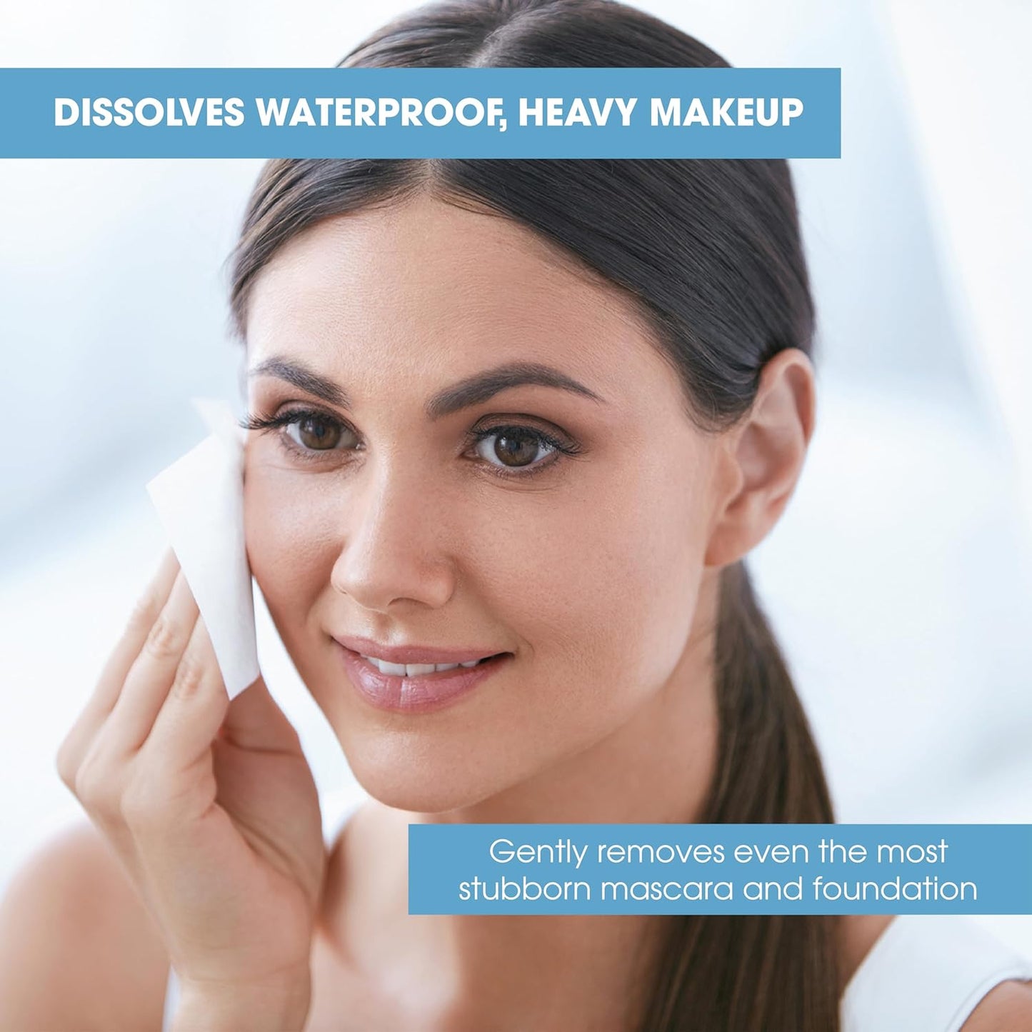 Diamond Wipes makeup remover towelette gently removing waterproof mascara — safe for sensitive skin 