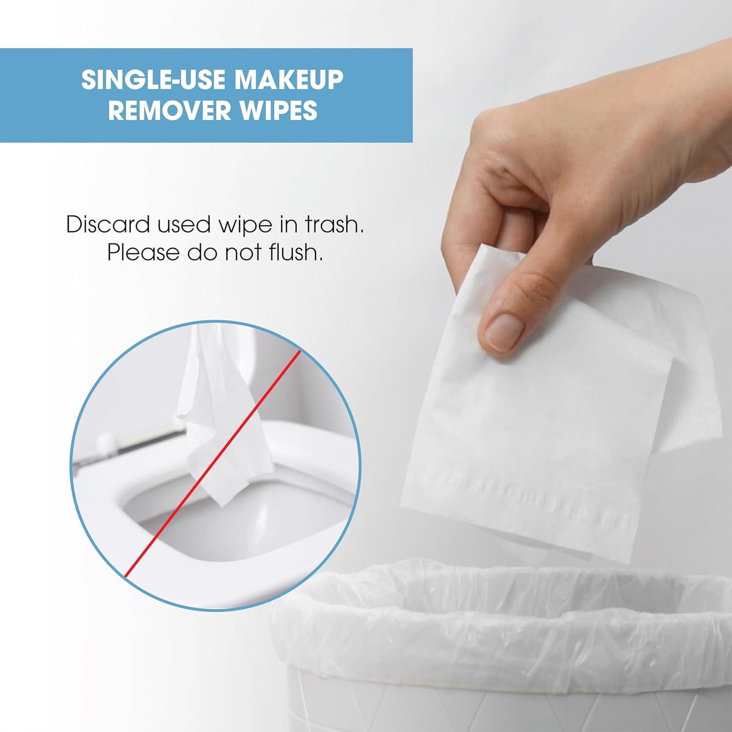 Packaging of Diamond Wipes Cleansing and Makeup Remover Wipes with Vitamin E, alcohol-free. shows a smiling woman using a wipe on her face.