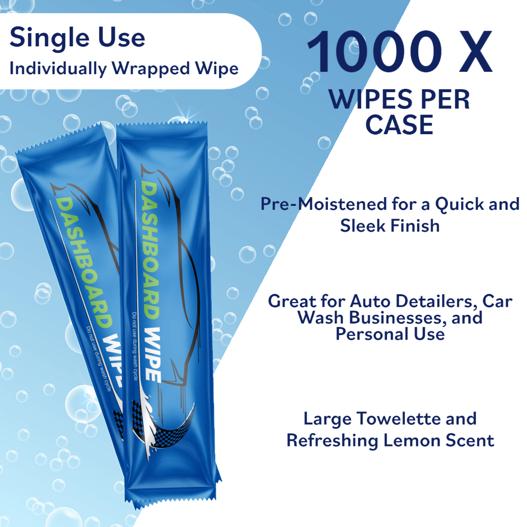 Car wash dashboard wipes for professional auto detailing — bulk case, made in USA 