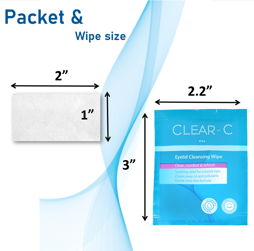 Clear C eyelid cleaning wipe — fragrance-free non-irritating formula for daily lash line and eyelid hygiene 