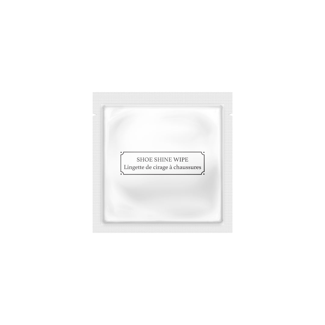 La Fresh Glam matte pearl white shoe shine wipes — premium hotel amenity instant leather shoe polish bulk case 