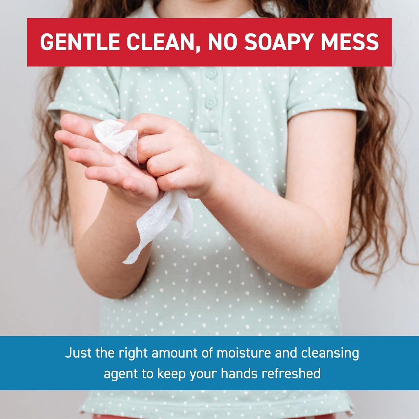 Wipessentials antibacterial wipe pulled from resealable pouch — durable material for hands and hard surfaces