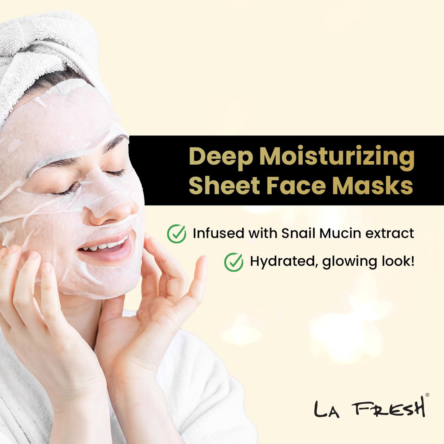 Deep moisturizing snail mucin face mask with plant-based fiber towelette — 35,000ppm snail extract for youthful, hydrated skin 