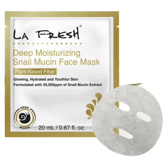 LA Fresh Snail Mucin Deep Moisturizing Face Mask — 10-pack sheet masks with 35,000ppm snail secretion filtrate for hydrated, glowing skin 