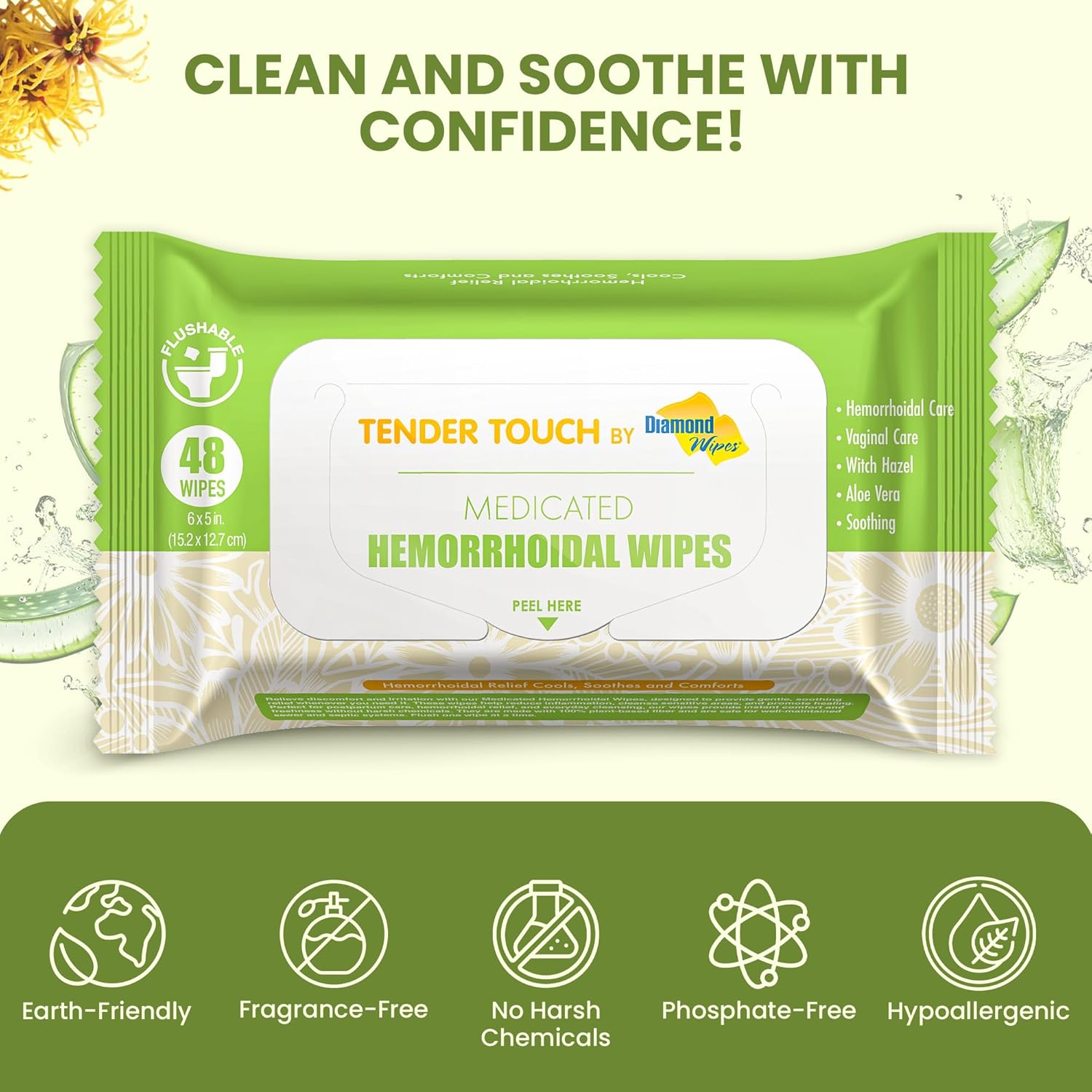 Natural Soothing - Gently calms itching, burning, and discomfort using a blend of witch hazel and aloe vera. These witch hazel wipes are ideal for sensitive skin and everyday care.
Postpartum Safe - Formulated to support recovery, these postpartum wipes offer soft but strong sheets, effective relief for vaginal or hemorrhoidal care without harsh chemicals or fragrance.
Flushable Relief - Our hemorrhoid wipes are safe for sewer and septic systems—made with biodegradable, plant-based fibers that provide eco-c