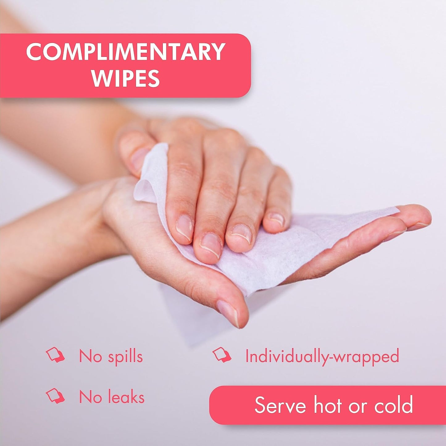 Bulk case of With Our Compliments moist hand towels for restaurants, hotels, and food service — made in USA 