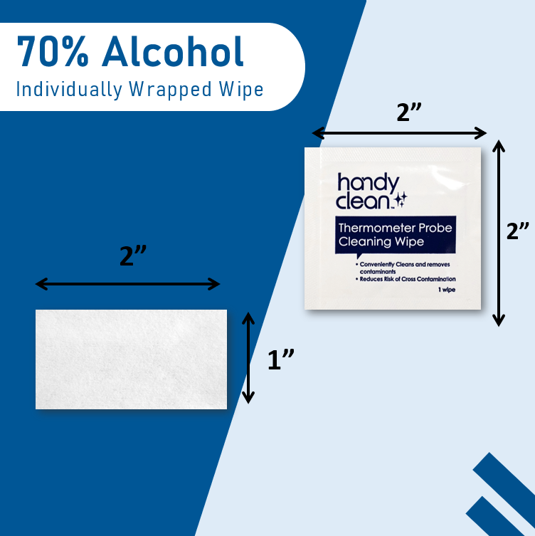 Handyclean probe cleaning wipe sanitizing digital thermometer between patients — 70%ALCOHOL