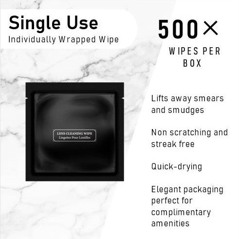 LA Fresh black packet lens cleaning wipe — alcohol-free streak-free formula for anti-reflective coated lenses and screens 